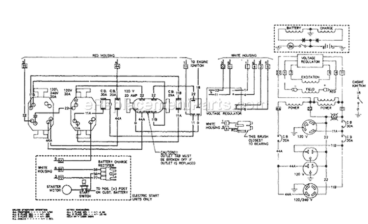 Page D Diagram and Parts List for 8892-1  Briggs and Stratton Generator